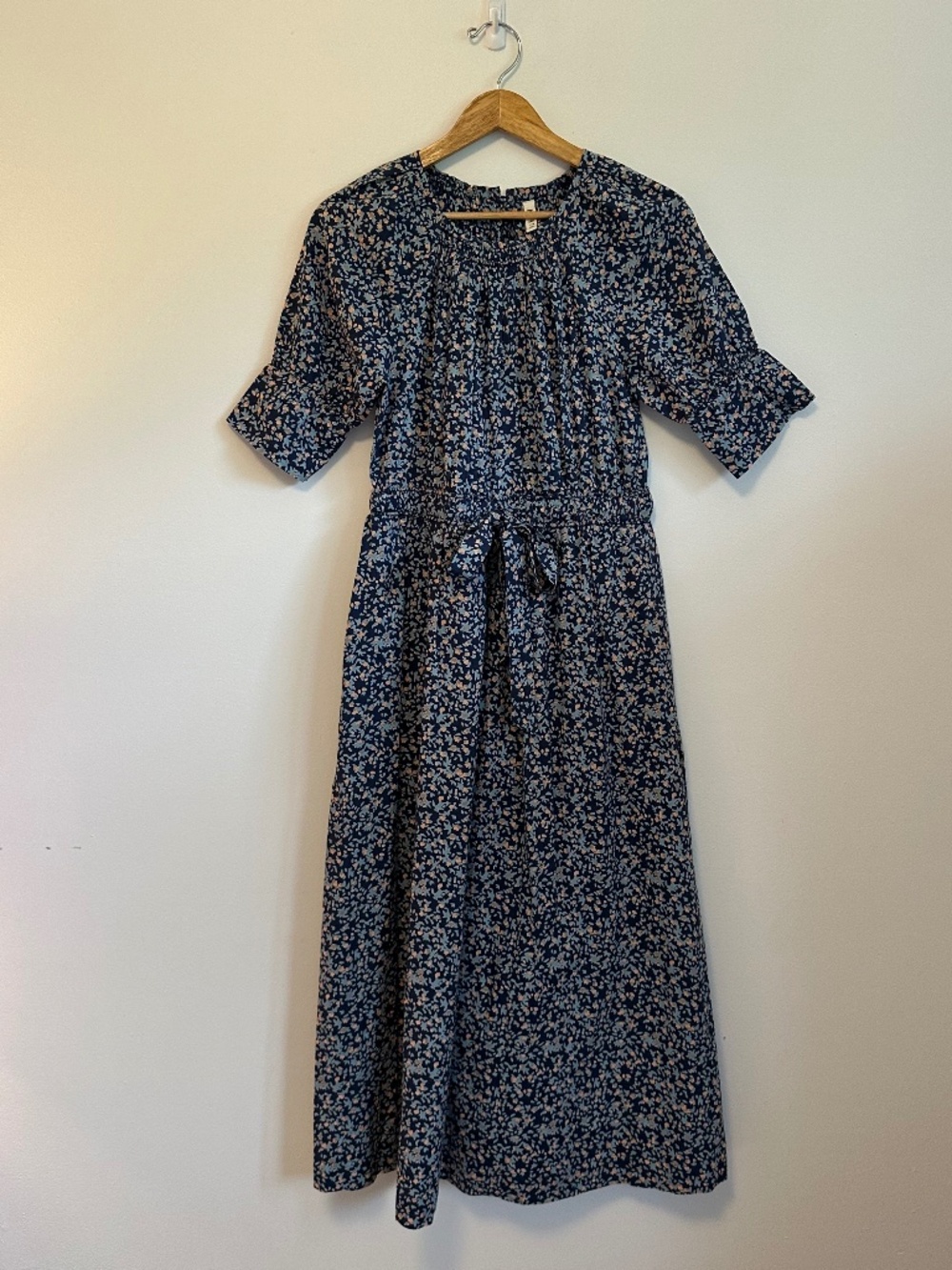 Mirth Cotton Maxi Dress in Navy Floral Print | Size XS